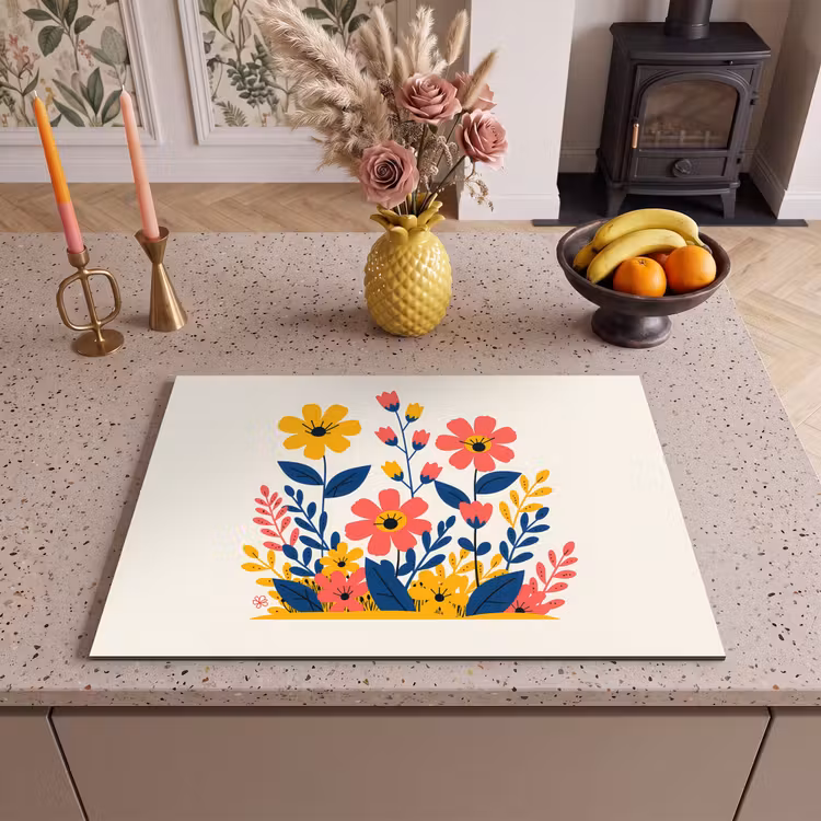 Inductie beschermer - Illustratie - Bloemen - Bladeren - Roze — 2