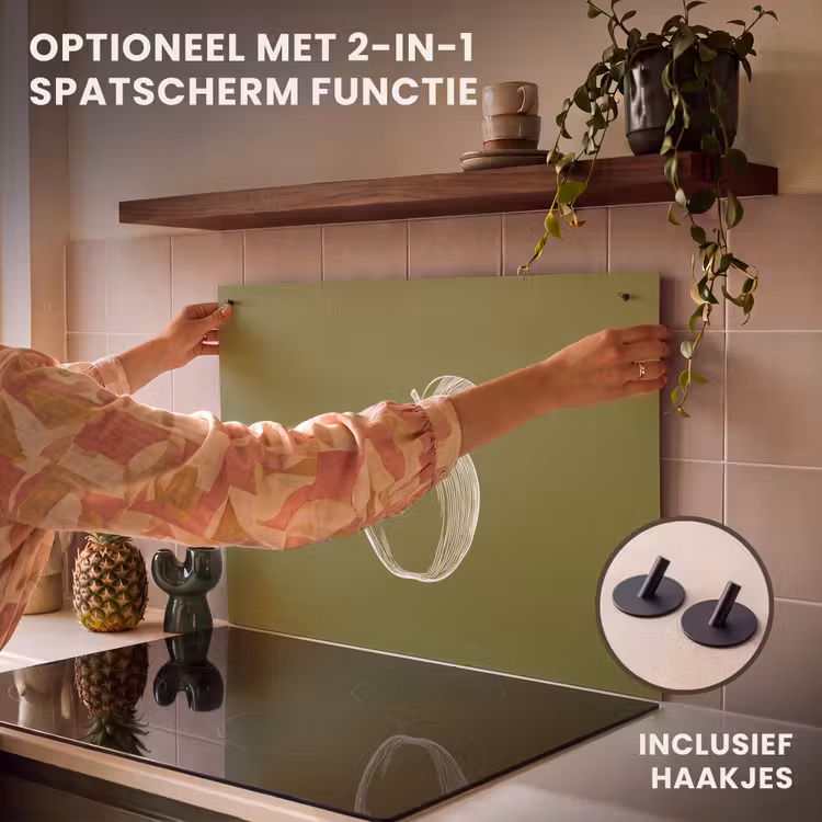 Inductie beschermer - Lijntekening - Appel - Olijfgroen - Blaadje — 10