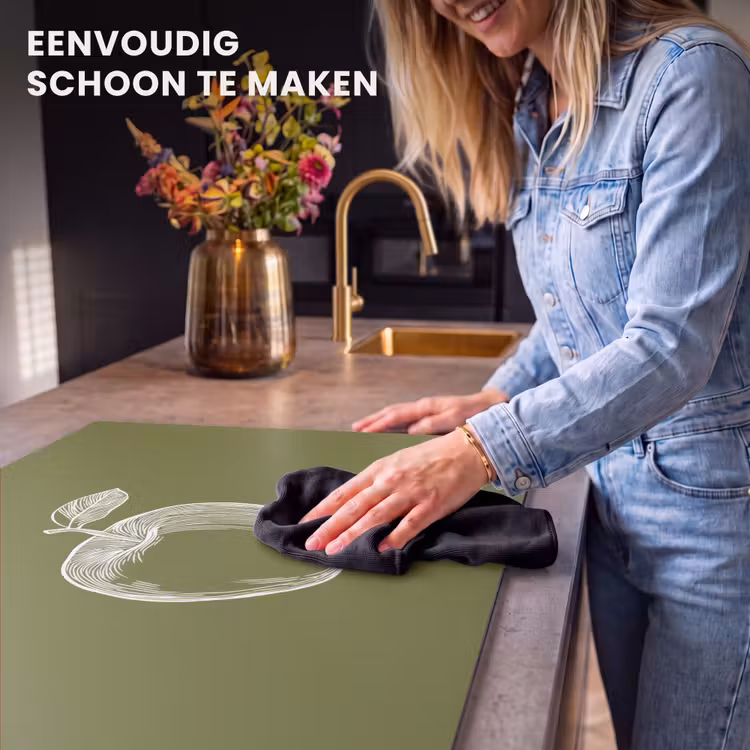 Inductie beschermer - Lijntekening - Appel - Olijfgroen - Blaadje — 6