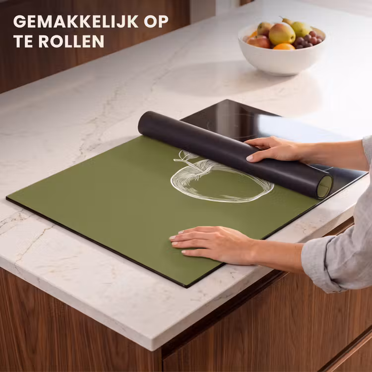 Inductie beschermer - Lijntekening - Appel - Olijfgroen - Blaadje — 7