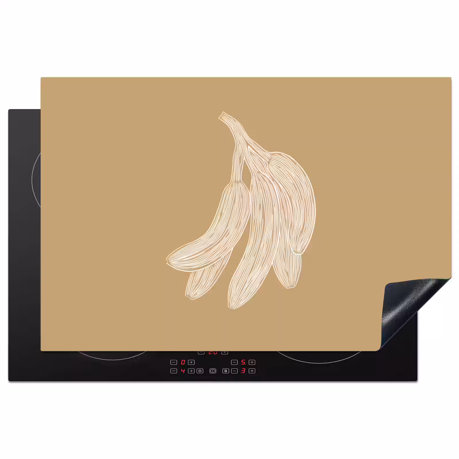 Inductie beschermer - Bananen - Beige - Lijntekening - Minimalistisch — 1