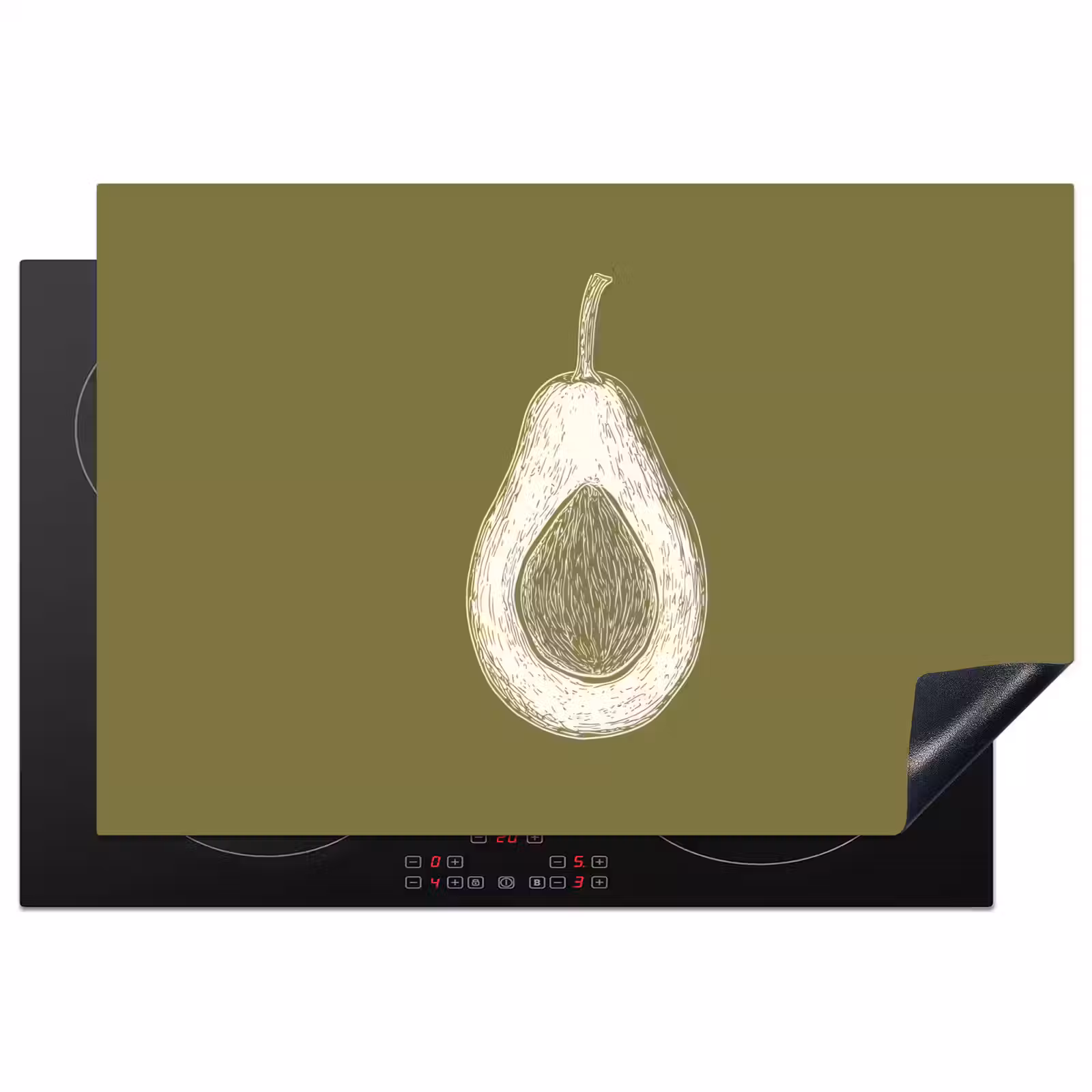 Inductie beschermer - Avocado - Minimalistisch - Illustratie - Groen — 1