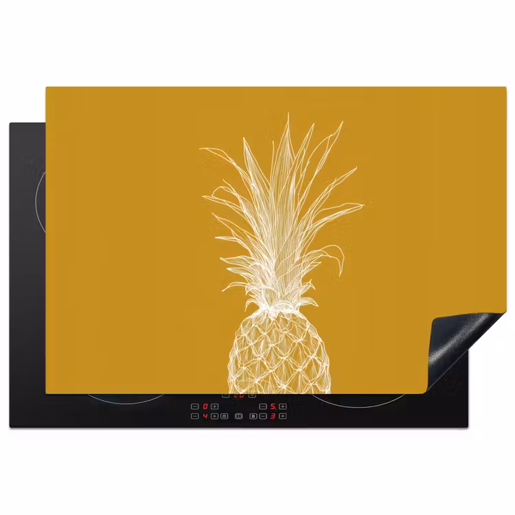 Inductie beschermer - Lijnillustratie - Ananas - Bladkroon - Okergeel — 1