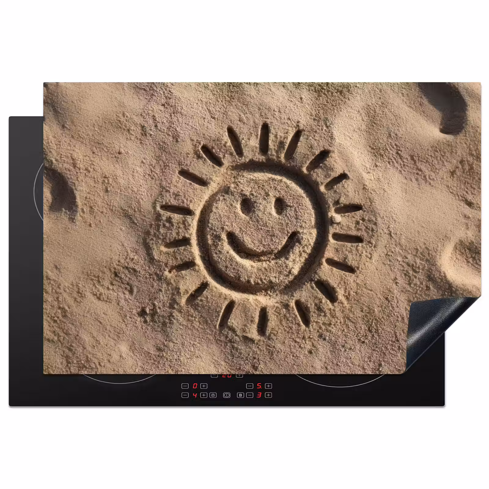 Inductie beschermer - Gezichtje - Zon - Zand - Getekend — 1