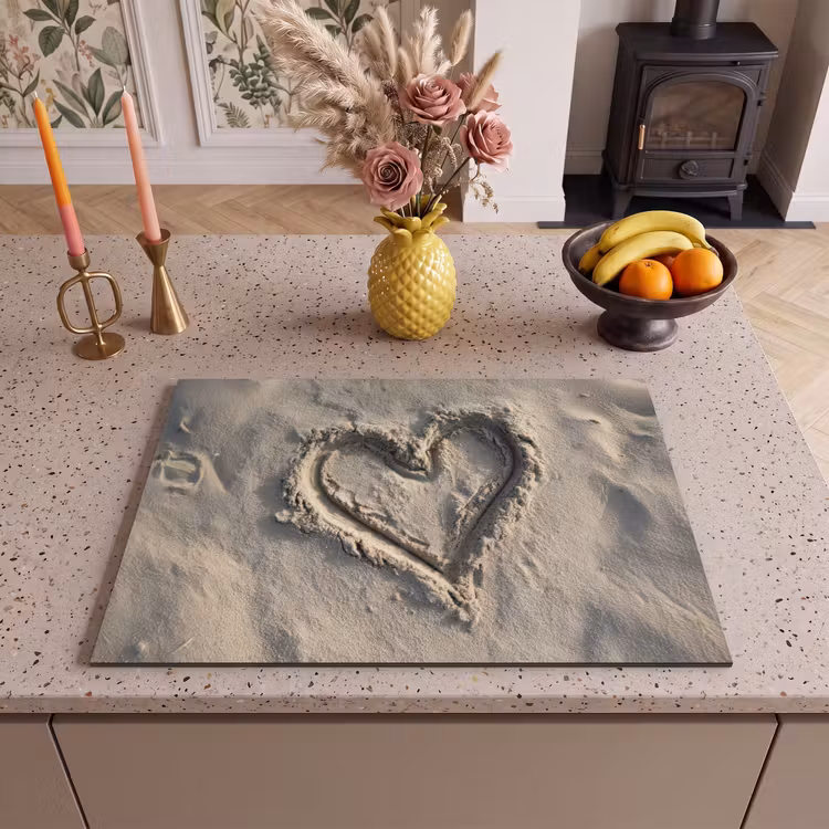 Inductie beschermer - Hartvorm - Getekend - Beige - Zand — 2
