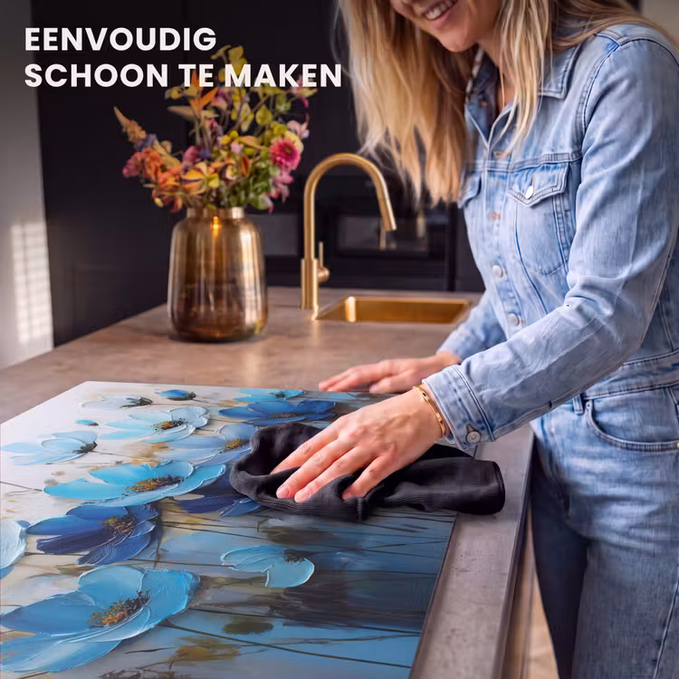 Inductie beschermer - Bloemen - Schilderij - Blauw — 6