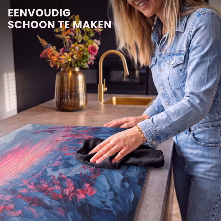 Inductie beschermer - Schilderij - Zonsondergang - Bloemen - Rivier — 6