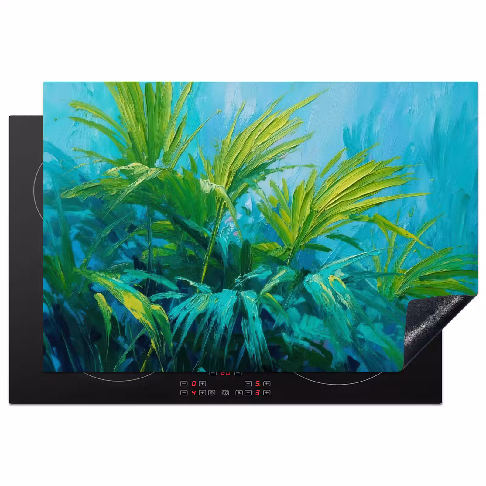 Inductie beschermer - Bladeren - Groen - Schilderij - Abstract — 1