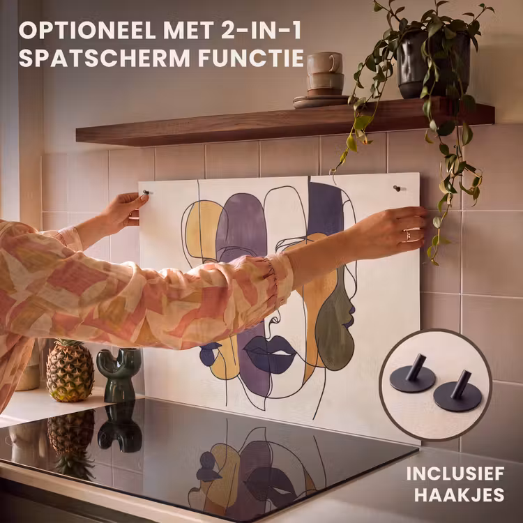 Inductie beschermer - Abstract - Overlappende gezichten - Paars - Donkergroen — 10
