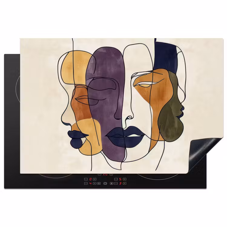 Inductie beschermer - Abstract - Overlappende gezichten - Paars - Donkergroen — 1