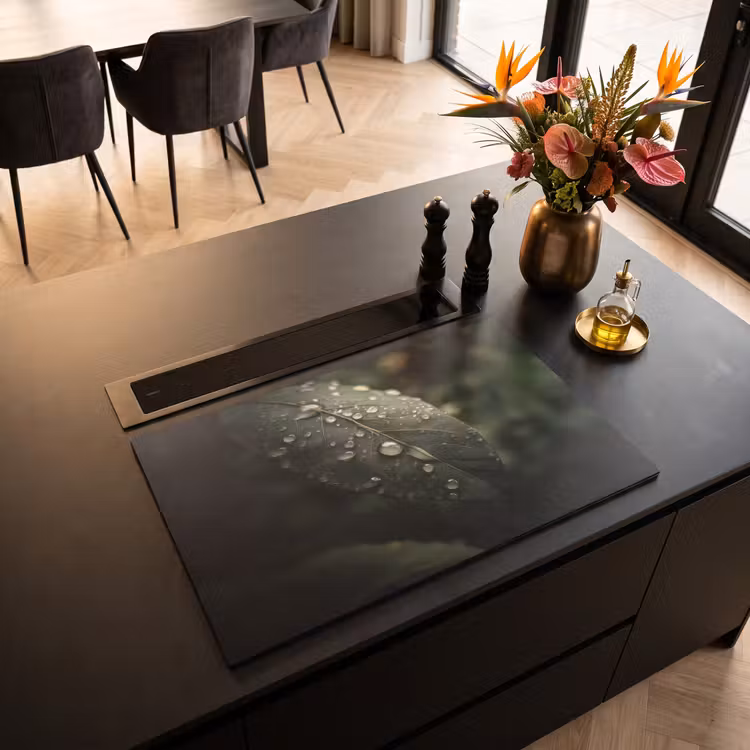 Inductie beschermer - Blad - Groen - Nerven - Regendruppels — 5