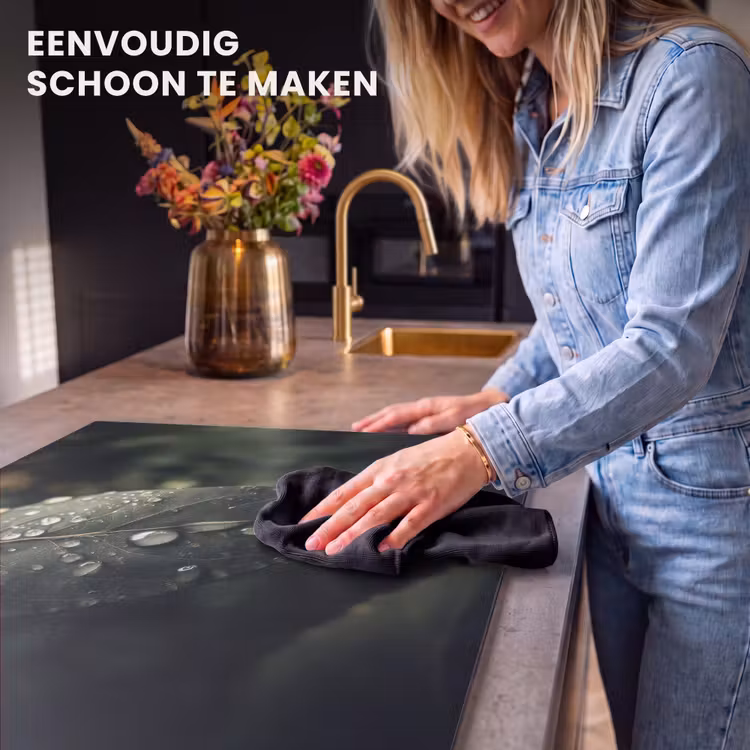 Inductie beschermer - Blad - Groen - Nerven - Regendruppels — 6