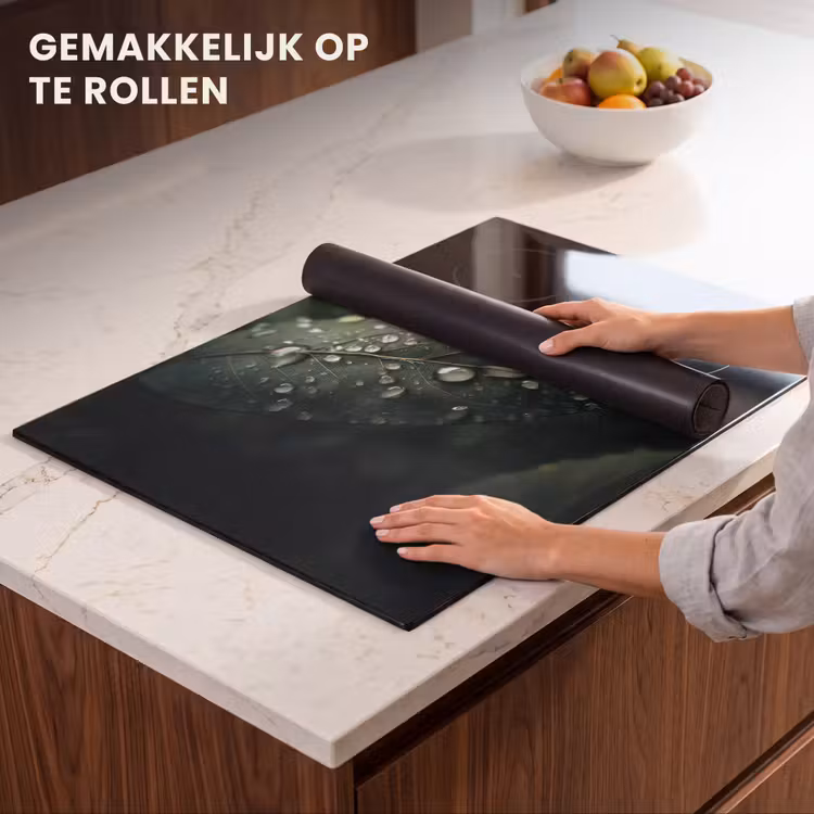 Inductie beschermer - Blad - Groen - Nerven - Regendruppels — 7