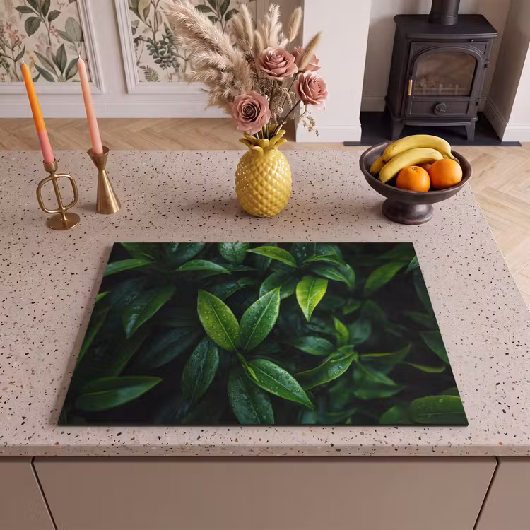 Inductie beschermer - Bladeren - Regendruppels - Licht - Groen — 2