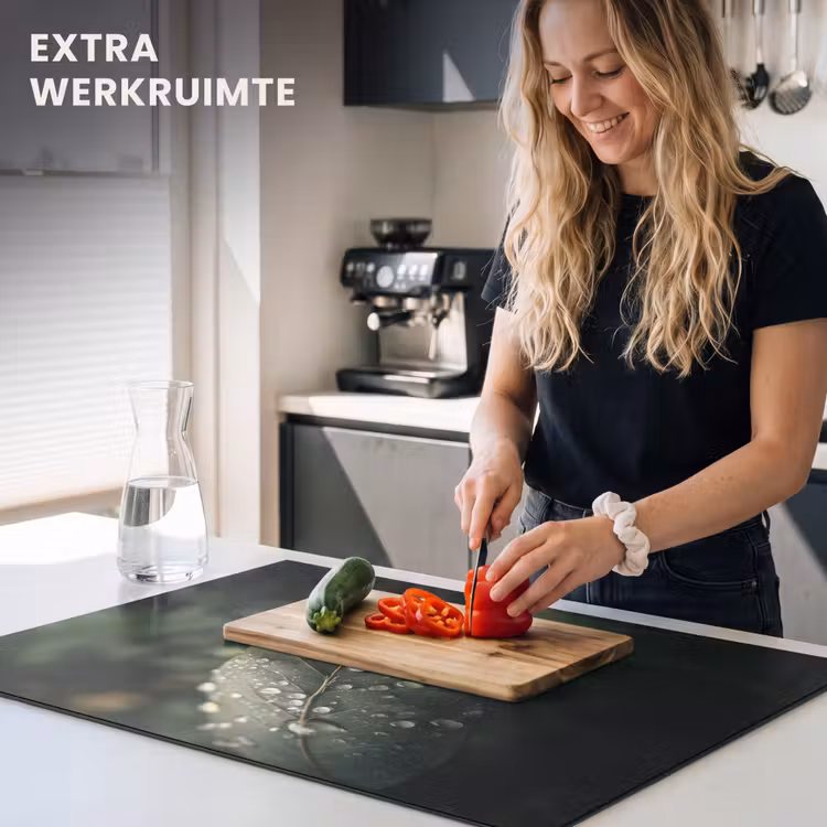 Inductie beschermer - Blad - Groen - Nerven - Regendruppels — 4