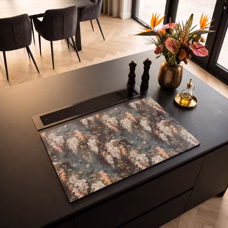 Inductie beschermer - Bloemen - Bladeren - Donker - Patroon — 5