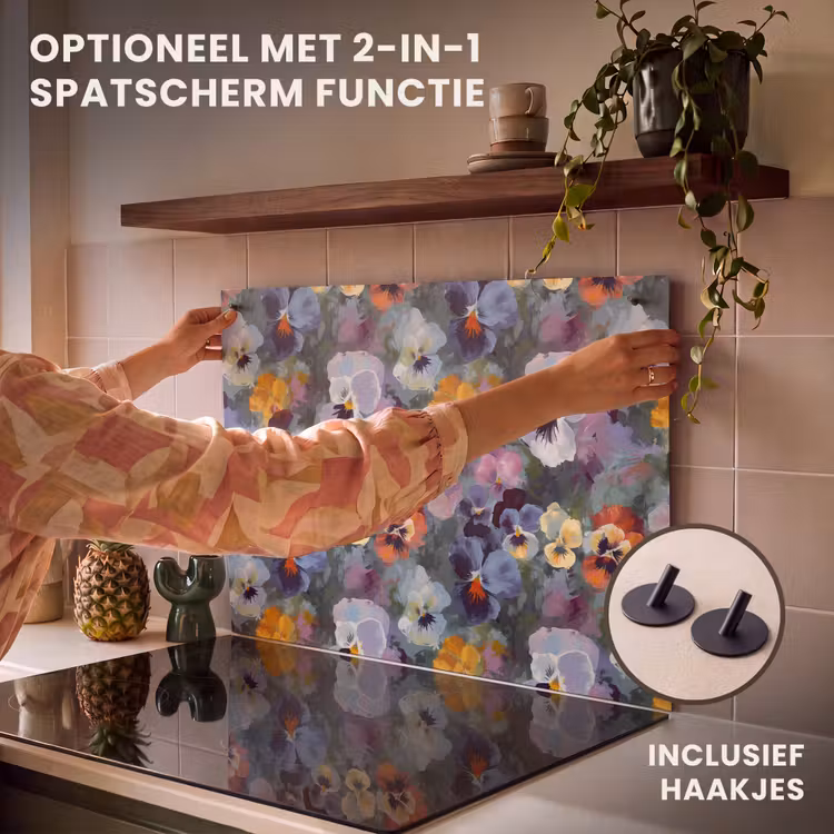 Inductie beschermer - Pastel - Viooltjes - Groen - Patroon — 10
