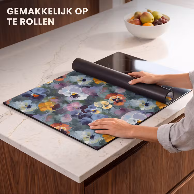Inductie beschermer - Pastel - Viooltjes - Groen - Patroon — 7