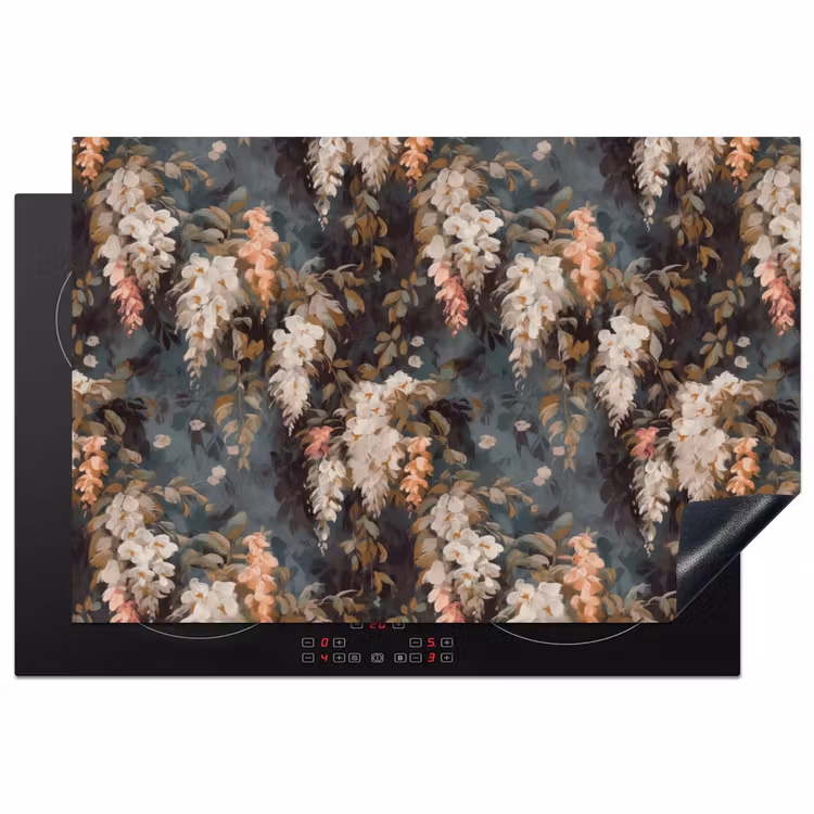 Inductie beschermer - Bloemen - Bladeren - Donker - Patroon — 1