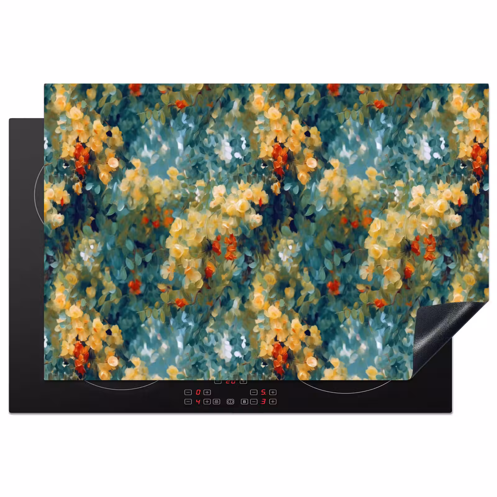 Inductie beschermer - Geel - Bloemen - Groen - Bladeren — 1