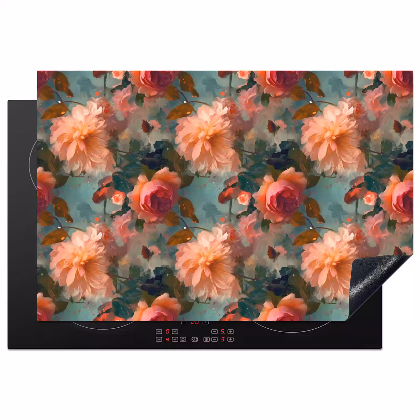 Inductie beschermer - Roze - Patroon - Bloemen — 1