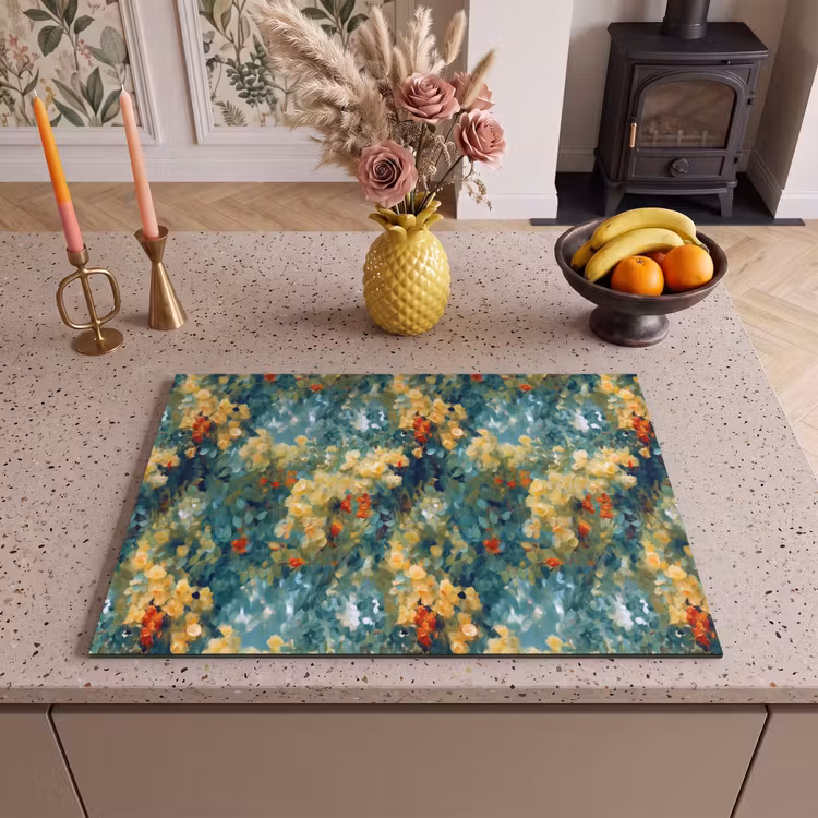 Inductie beschermer - Geel - Bloemen - Groen - Bladeren — 2