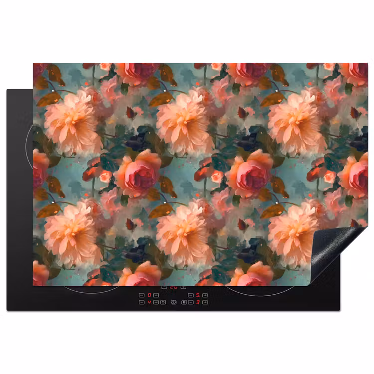 Inductie beschermer - Roze - Patroon - Bloemen — 1