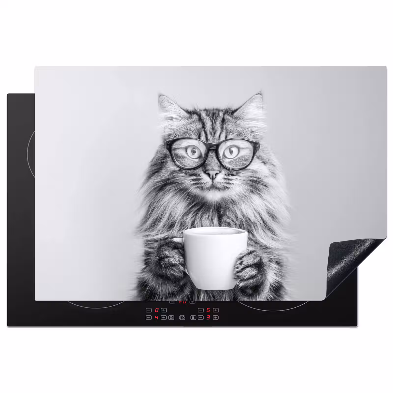 Inductie beschermer - Kat - Bril - Mok - Pluizig — 1
