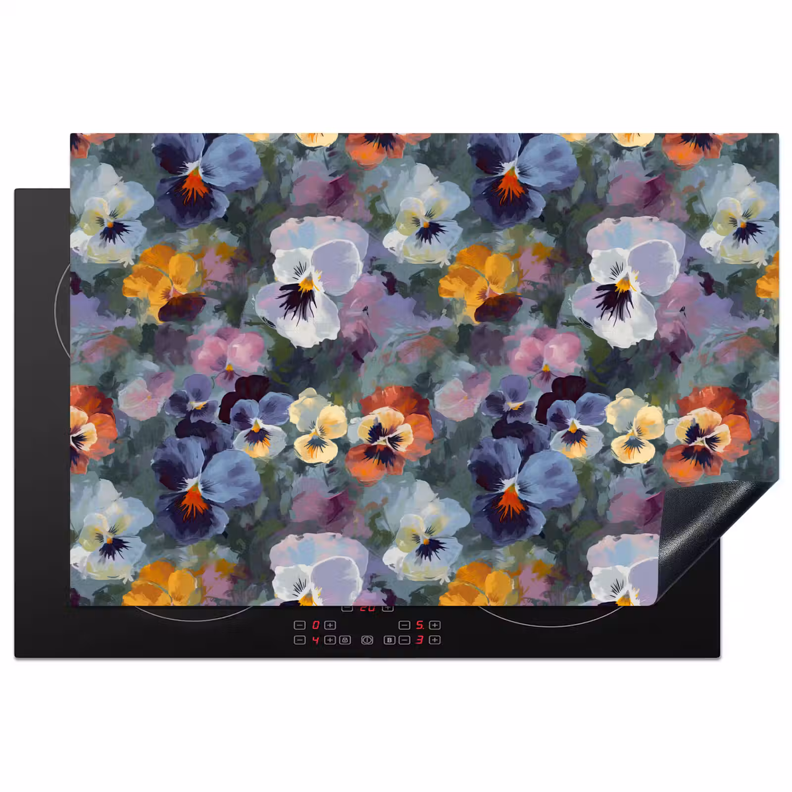 Inductie beschermer - Pastel - Viooltjes - Groen - Patroon — 1