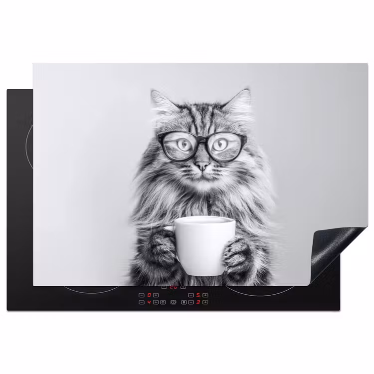 Inductie beschermer - Kat - Bril - Mok - Pluizig — 1