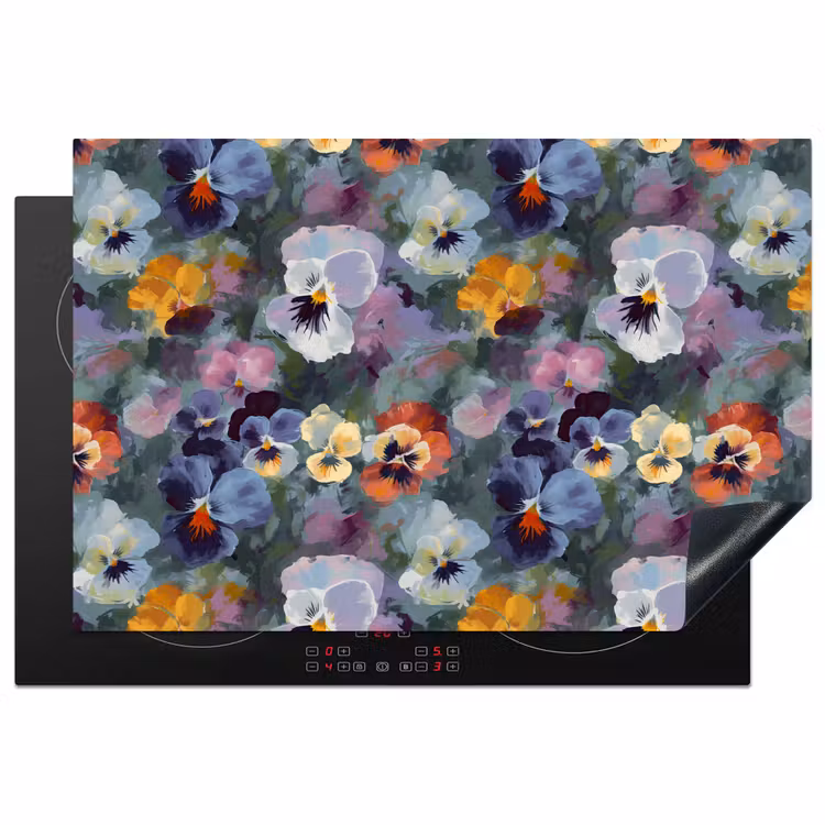 Inductie beschermer - Pastel - Viooltjes - Groen - Patroon — 1