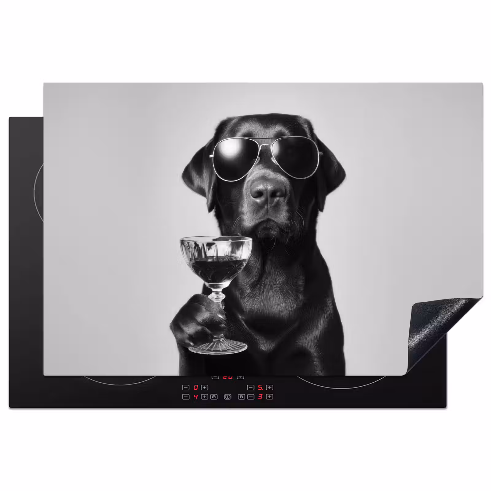 Inductie beschermer - Hond - Zwart - Wijnglas - Zonnebril — 1