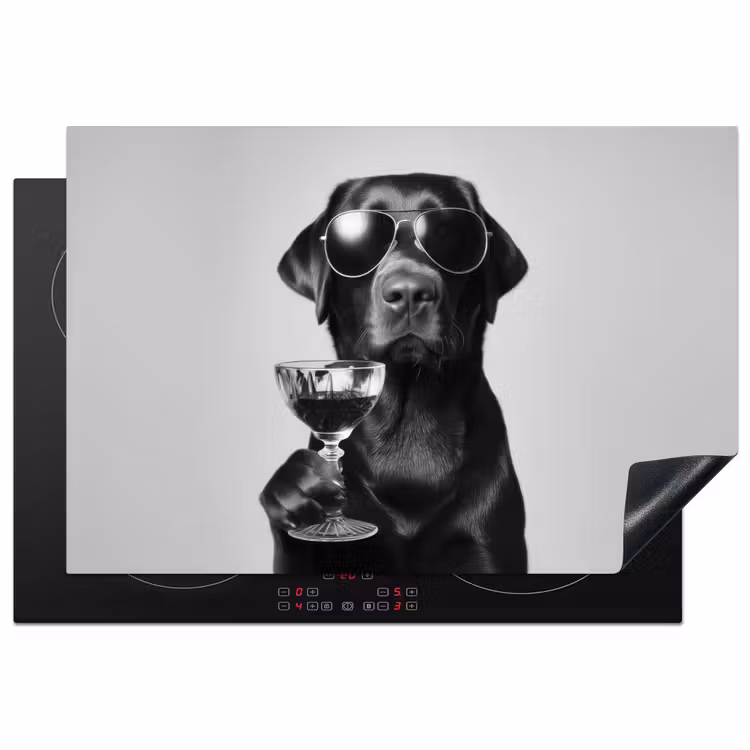 Inductie beschermer - Hond - Zwart - Wijnglas - Zonnebril — 1