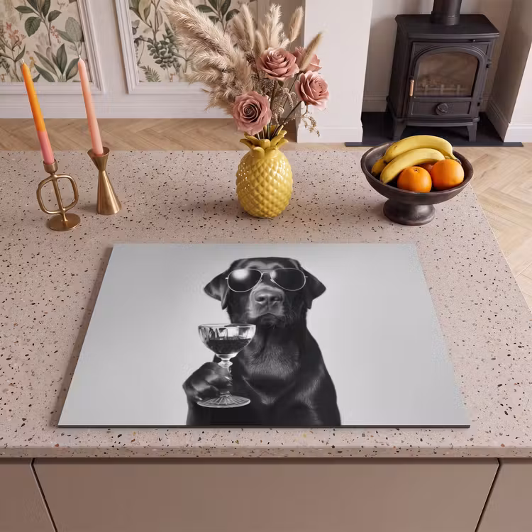 Inductie beschermer - Hond - Zwart - Wijnglas - Zonnebril — 2