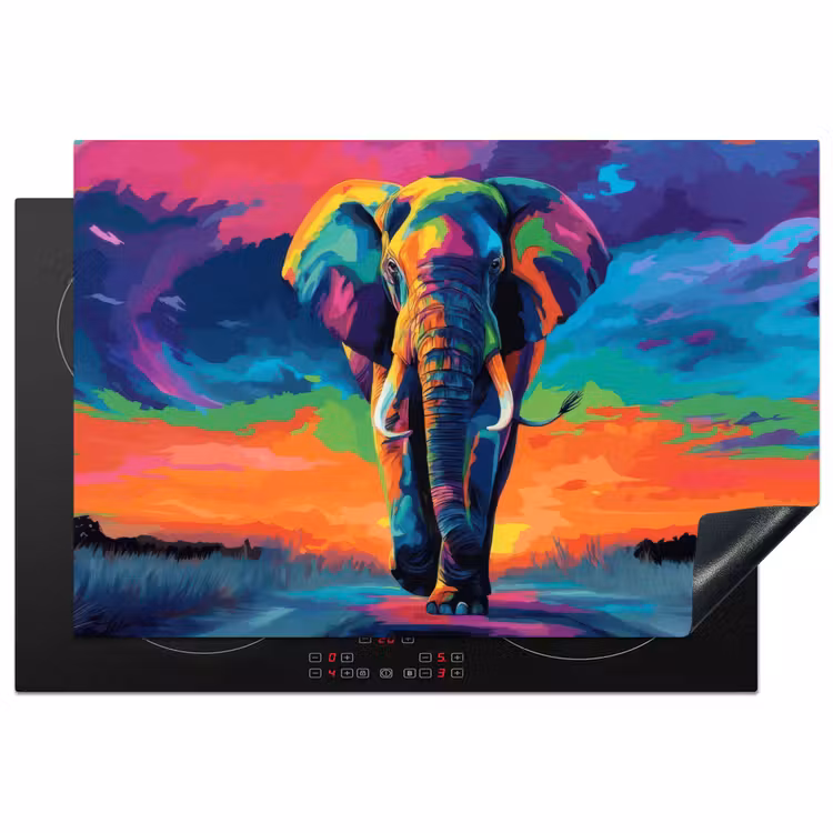 Inductie beschermer - Olifant - Kleurrijk - Lucht - Abstract — 1