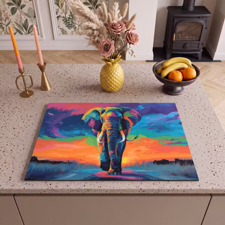 Inductie beschermer - Olifant - Kleurrijk - Lucht - Abstract — 2