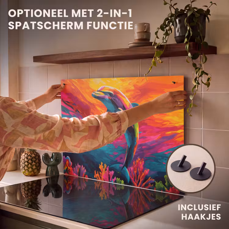 Inductie beschermer - Dolfijn - Kleurrijk - Oceaan - Koraal — 10