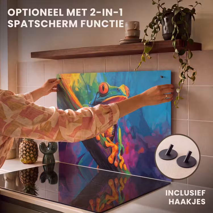 Inductie beschermer - Kikker - Felgekleurd - Tak - Regenboog — 10