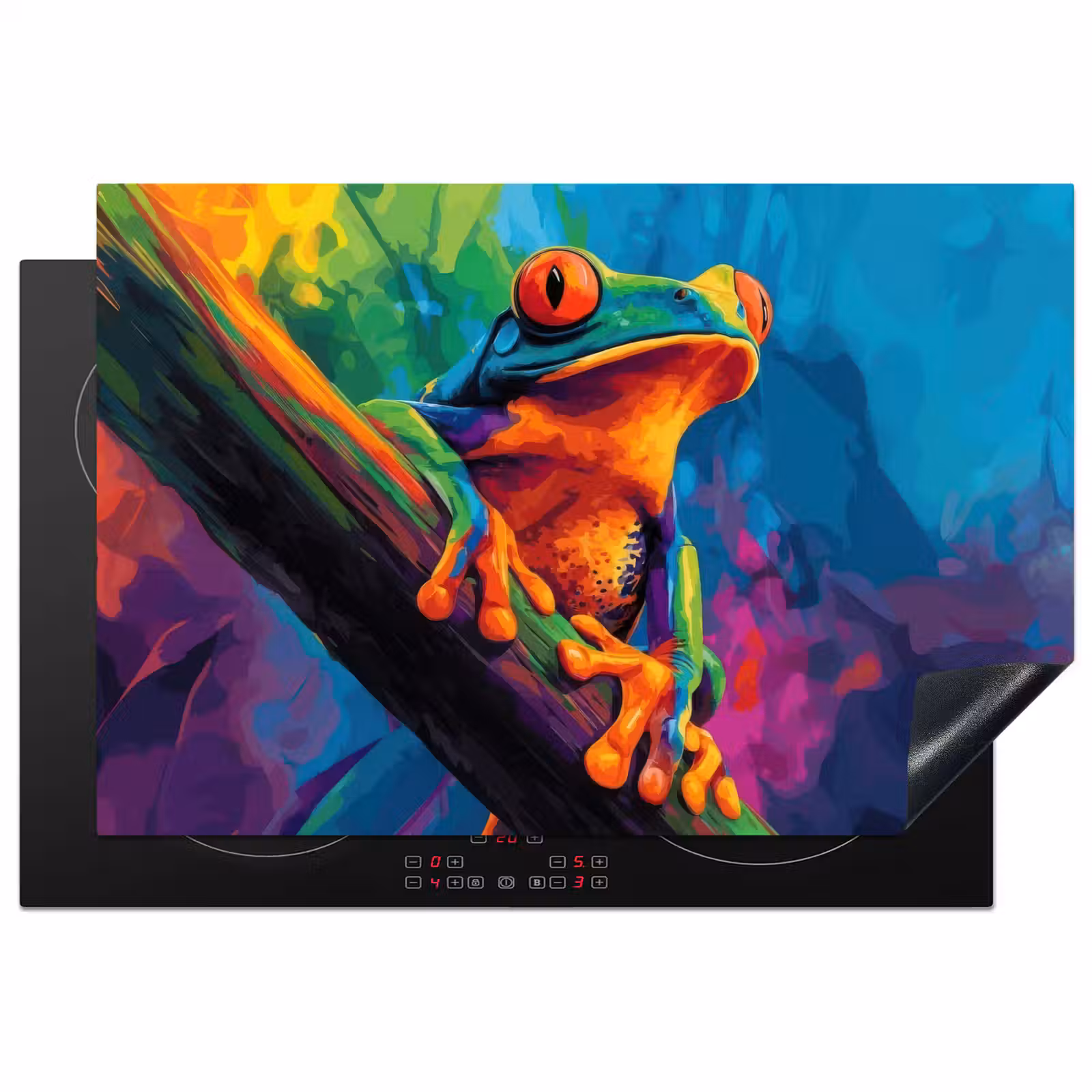 Inductie beschermer - Kikker - Felgekleurd - Tak - Regenboog — 1