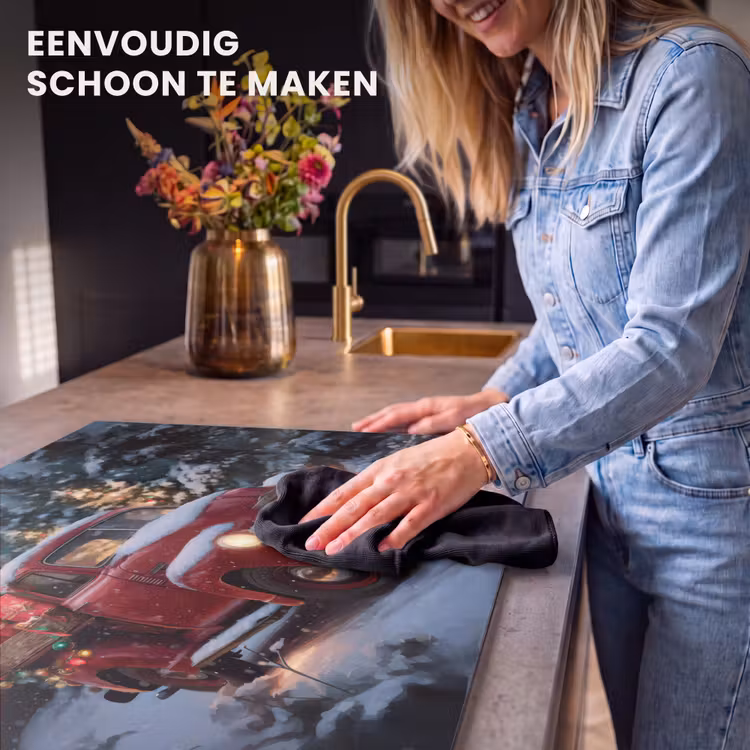 Inductie beschermer - Kersttruck - Sneeuwbos - Rood — 6