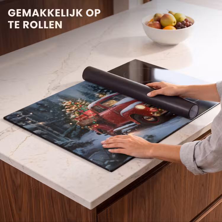 Inductie beschermer - Kersttruck - Sneeuwbos - Rood — 7