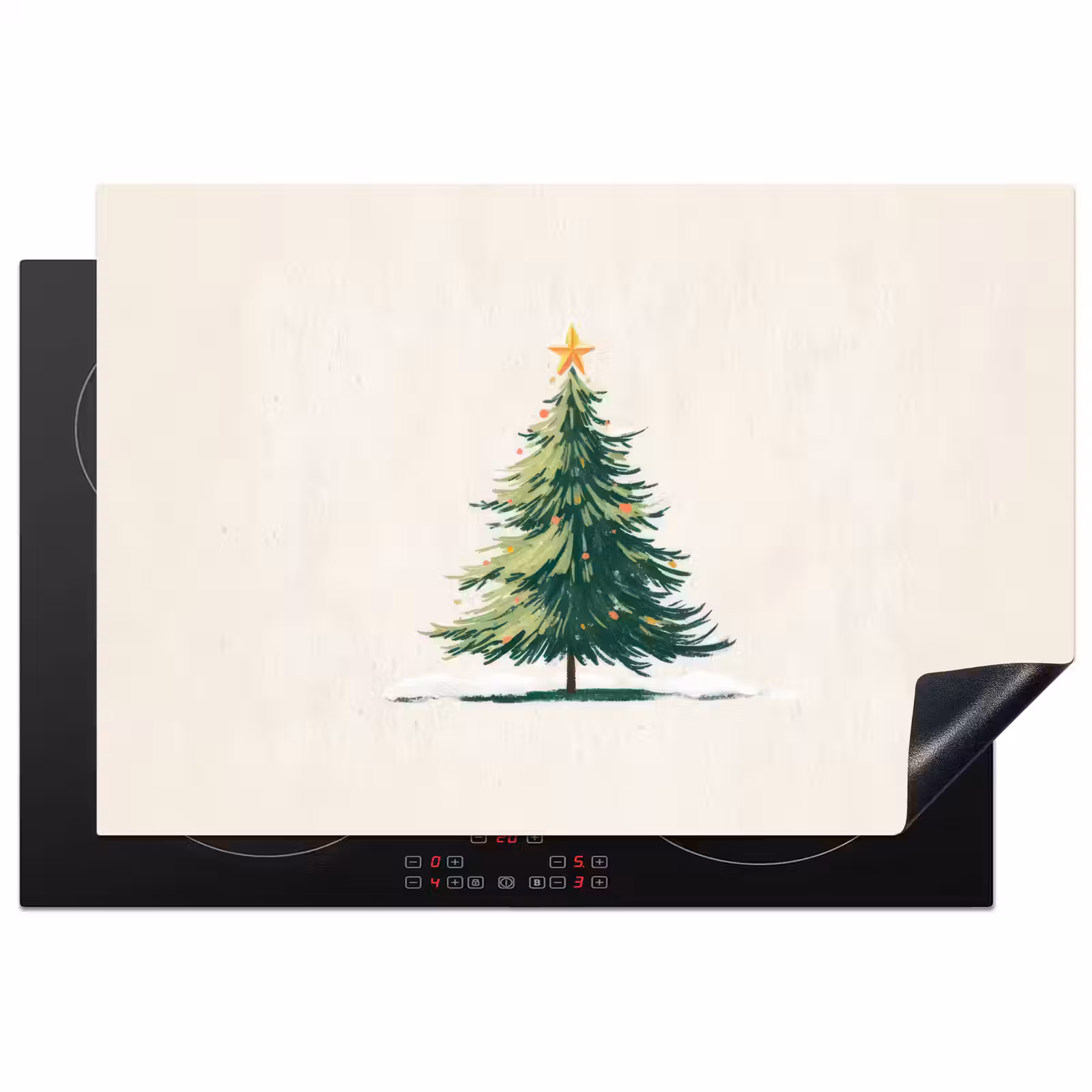 Inductie beschermer - Kerstboom - Illustratie - Ster - Sneeuw — 1