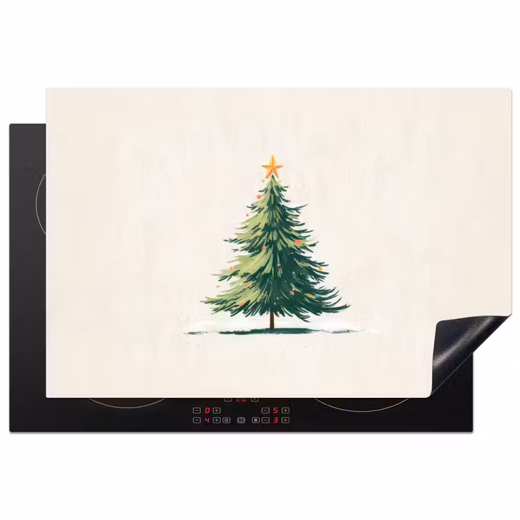 Inductie beschermer - Kerstboom - Illustratie - Ster - Sneeuw — 1