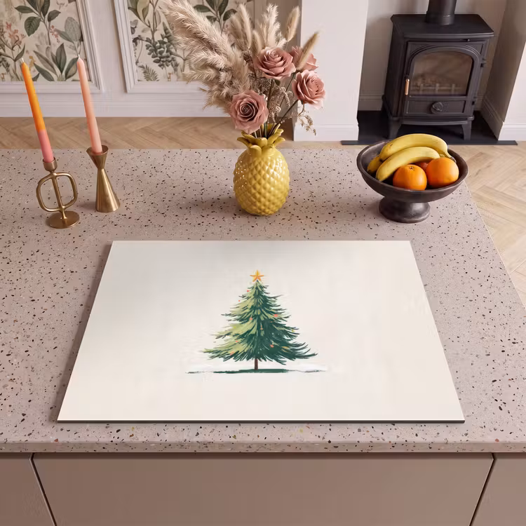 Inductie beschermer - Kerstboom - Illustratie - Ster - Sneeuw — 2