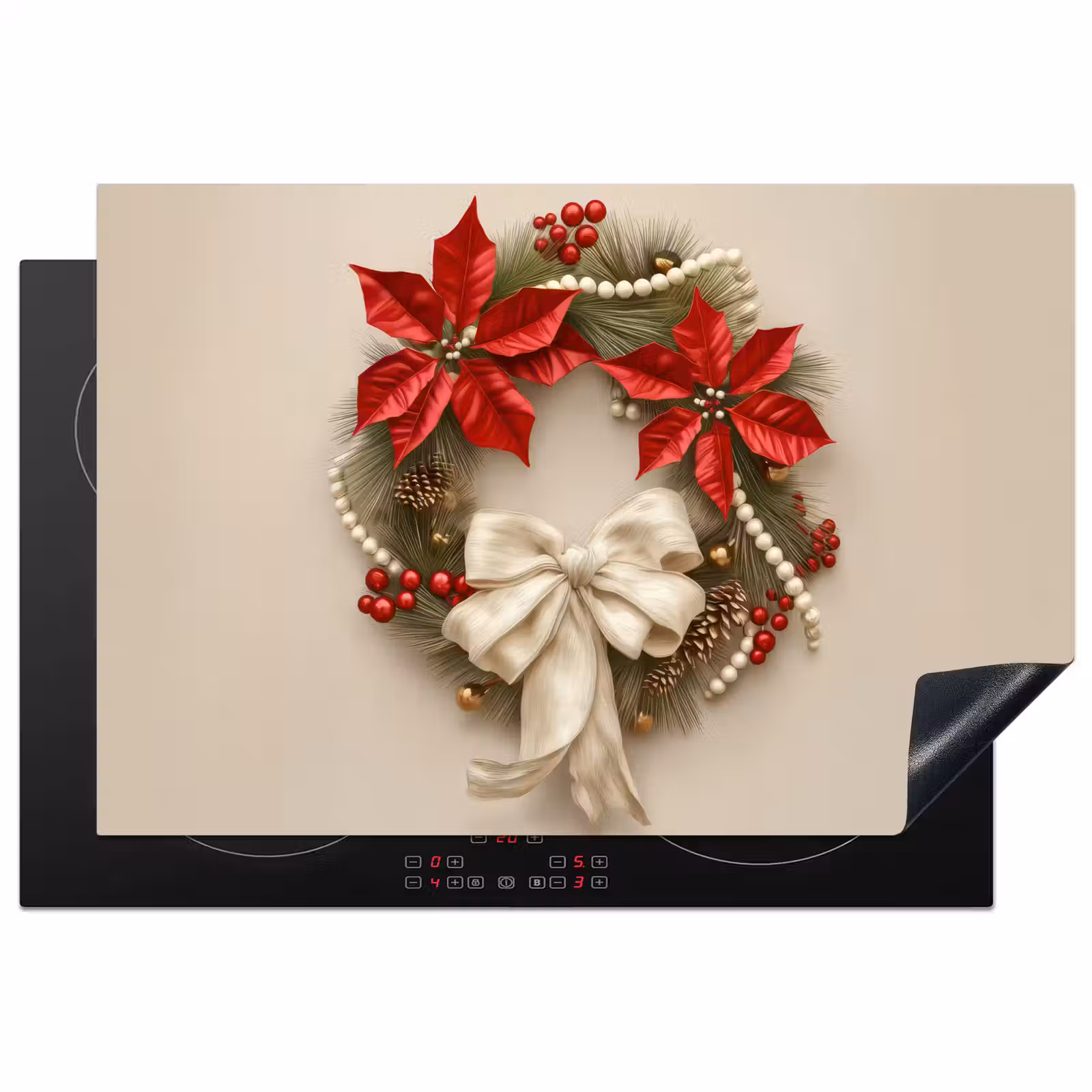 Inductie beschermer - Deurkrans - Strik - Kerst - Rood - Groen — 1