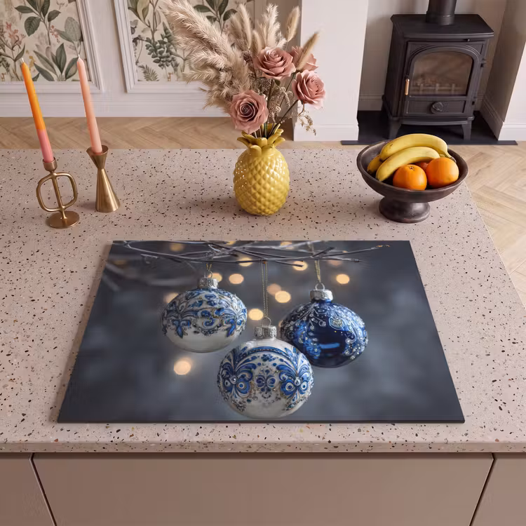 Inductie beschermer - Kerstbal - Versierd - Blauw — 2