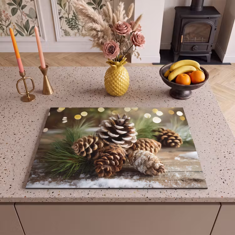 Inductie beschermer - Dennenappels - Kerstsfeer - Bruin - Groen — 2
