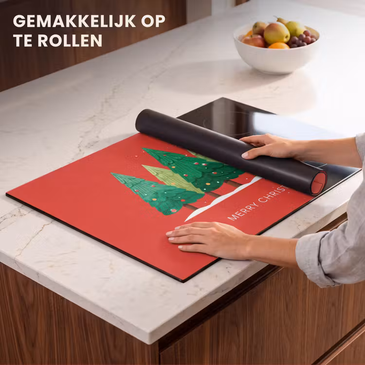Inductie beschermer - Minimalistisch - Kerstbomen - Rood - Sneeuw — 7