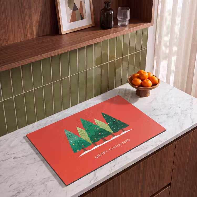 Inductie beschermer - Minimalistisch - Kerstbomen - Rood - Sneeuw — 8