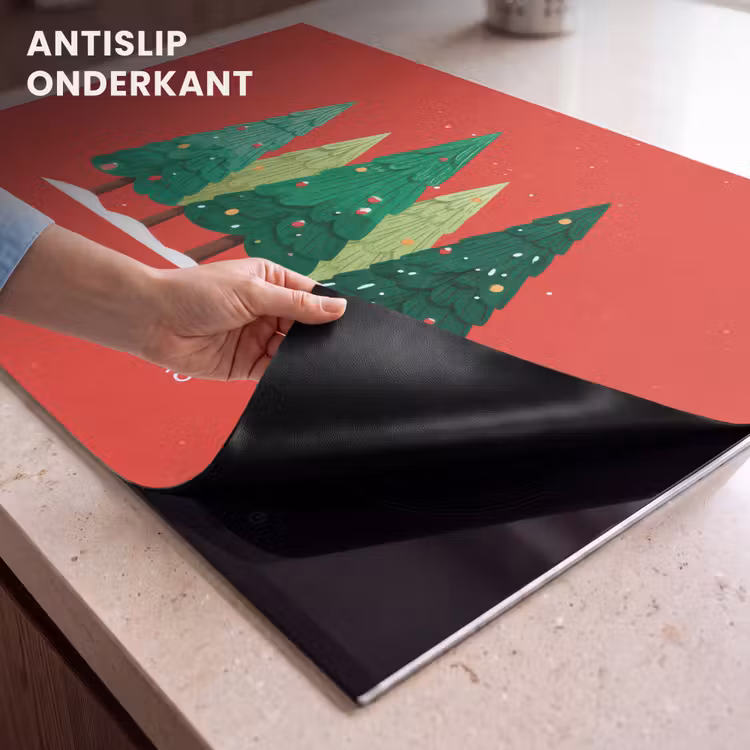 Inductie beschermer - Minimalistisch - Kerstbomen - Rood - Sneeuw — 9